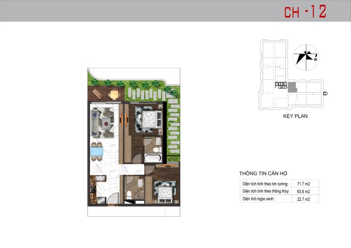 Layout căn hộ Sunshine Horizon, Quận 4 Căn hộ Sunshine Horizon tầng 19 nội thất cơ bản, tiện ích đầy đủ.