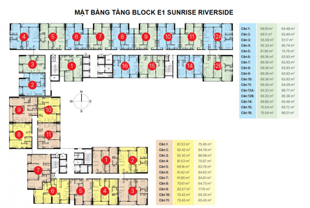 Mặt bằng block K và I Căn hộ Sunrise Riverside không có nội thất, view thoáng gió