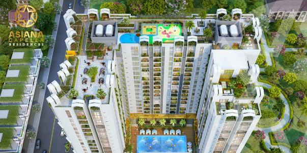 Asiana Capella, Quận 6 Căn hộ Asiana Capella hướng ban công tây bắc nội thất cơ bản diện tích 82.66m²