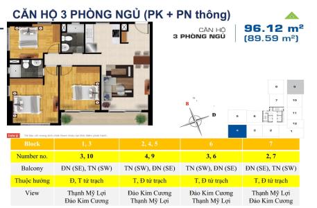 Mặt bằng căn hộ The Sun Avenue Căn hộ tầng cao The Sun Avenue nội thất đầy đủ, ban công thoáng.