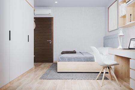 Phòng ngủ căn hộ Green Building, Quận 9 Căn hộ Green Building hướng ban công đông nam nội thất cơ bản diện tích 64m²