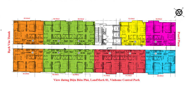 Mặt bằng chung Dự án 152 Điện Biên Phủ, Quận Bình Thạnh Căn hộ Dự án 152 Điện Biên Phủ tầng 15 diện tích 80m2, nội thất cơ bản.