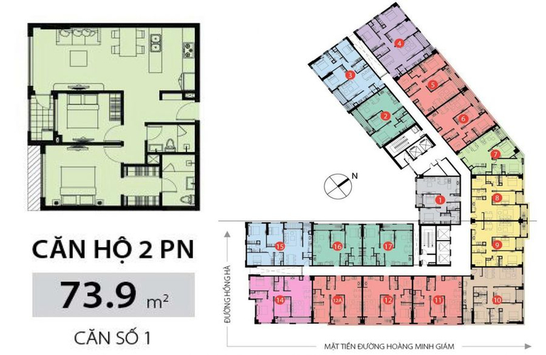  Căn hộ Garden Gate tầng 18 ban công hướng Đông Nam mát mẻ quanh năm.