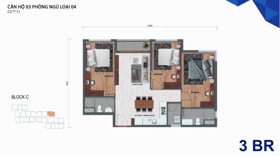 Safira Khang Điền - Mặt bằng căn hộ 3PN