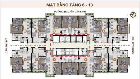 Layout tầng căn hộ Ascent Lakeside, Quận 7 Căn hộ Ascent Lakeside tầng 12 đón gió thoáng mát, tiện ích đầy đủ.