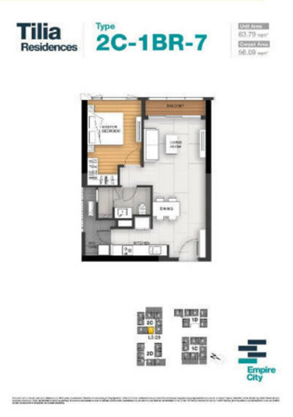 Căn hộ Empire City tầng 17 cửa hướng Tây Bắc, view thoáng mát.