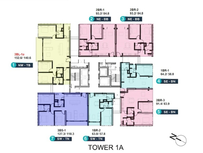 Layout căn hộ Empire City, Quận 2 Căn hộ 1 phòng ngủ Empire City tầng 6, không gian thoáng đãng.