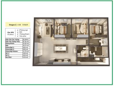 Phối cảnh căn hộ Topaz Elite Căn hộ Topaz Elite ban công hướng Đông Nam, view thành phố.
