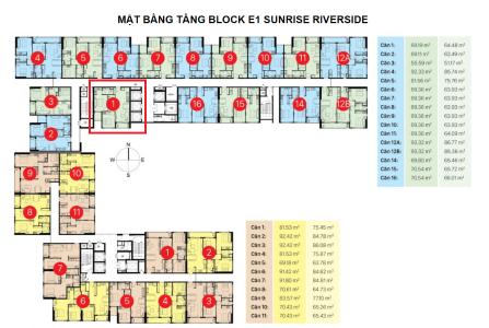 Mặt bằng dự án Căn hộ Sunrise Riverside hướng Nam, diện tích 69.19m²