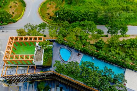 View Hồ Bơi Căn hộ Dragon Hill Residence and Suites tầng cao, tháp B, 2 phòng ngủ, full nội thất