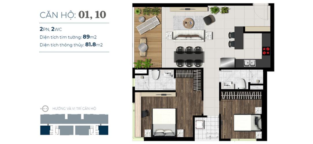 layout căn hộ Sky89 Căn hộ Sky 89 An Gia tầng trung, ban công hướng Nam.