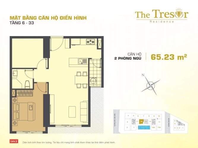 Căn hộ 2 phòng ngủ Căn hộ The Tresor 2 phòng ngủ tầng cao TS1 view sông, full nội thất