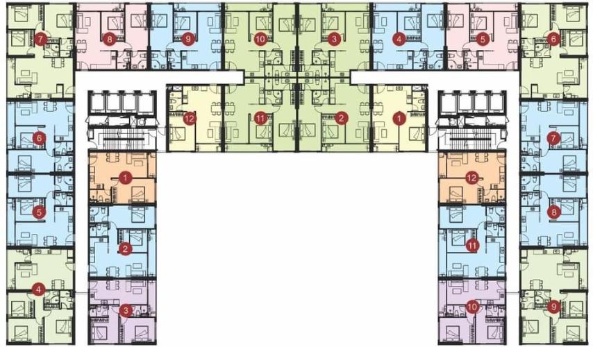 Layout tầng Lavida Plus, Quận 7 Căn hộ Lavida Plus tầng cao hướng Tây, bàn giao thô không nội thất.