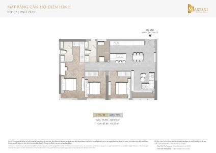 layout căn 3pn dự án Masteri Centre point quận 9 Căn hộ Masteri Centre Point tầng cao, hướng Đông Bắc.