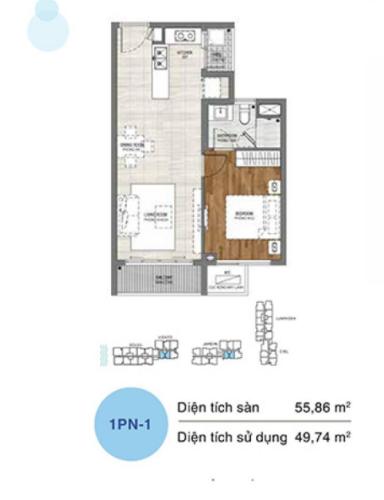 Layout One Verandah Quận 2 Căn hộ One Verandah tầng thấp hướng Đông, view sông thoáng mát.