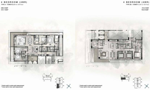 Layout căn hộ Empire City, Quận 2 Căn hộ Empire City nội thất cơ bản diện tích 212.2m²