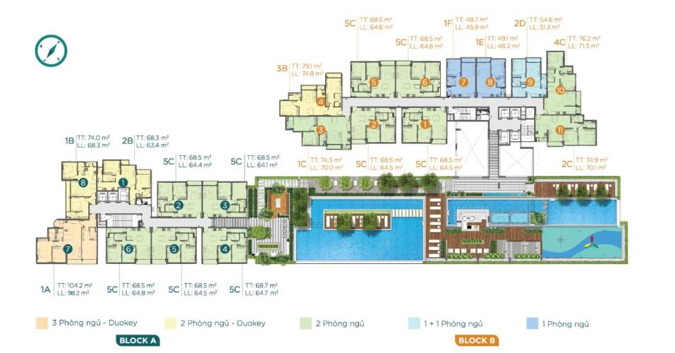 Layout tầng căn hộ D'Lusso, Quận 2 Căn hộ D'Lusso tầng 4 thiết kế vô cùng kỹ lưỡng, không có nội thất.