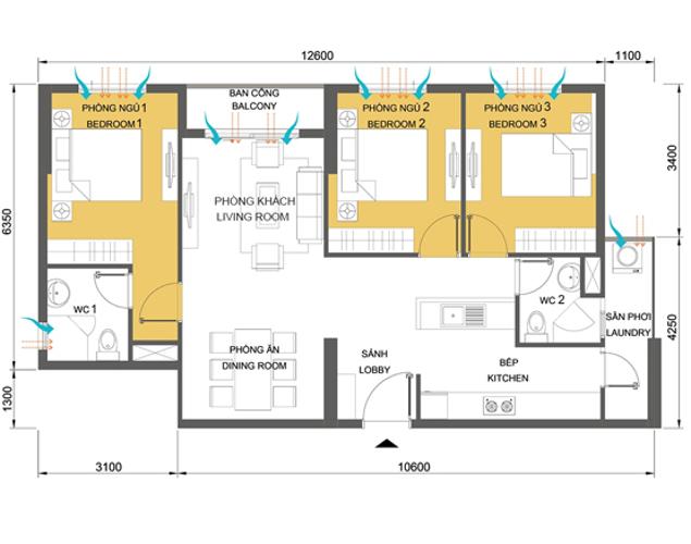 Layout căn hộ Masteri Thảo Điền, Quận 2 Căn hộ Masteri Thảo Điền tầng cao tháp T4A view sông thoáng mát
