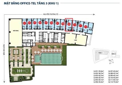 Layout tầng Officetel Saigon Royal , Quận 4 Officetel Saigon Royal tầng thấp view thoáng mát, đầy đủ nội thất