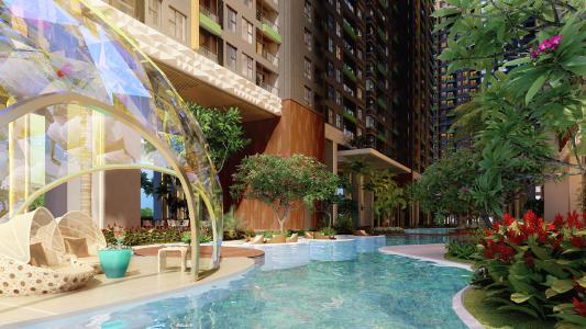 Hồ bơi River Panorama, Quận 7 Căn hộ River Panorama hoàn thiện cơ bản, view sông.