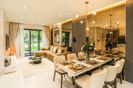 Nhà mẫu căn hộ Diamond Alnata, Quận Tân Phú Căn hộ Diamond Alnata hướng ban công tây bắc không có nội thất diện tích 98.8m²