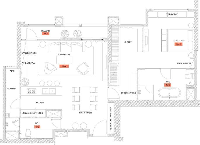 Căn hộ 1 phòng ngủ Căn hộ Vinhomes Central Park tầng thấp C1 thiết kế đẹp, đầy đủ tiện nghi