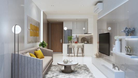 Phòng khách D'Lusso Quận 2 Căn hộ D'Lusso tầng thấp. bàn giao nội thất cơ bản.