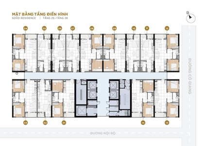 Mặt bằng chung Soho Residence, Quận 1 Căn hộ Soho Residence thiết kế 2 phòng ngủ, không có nội thất.