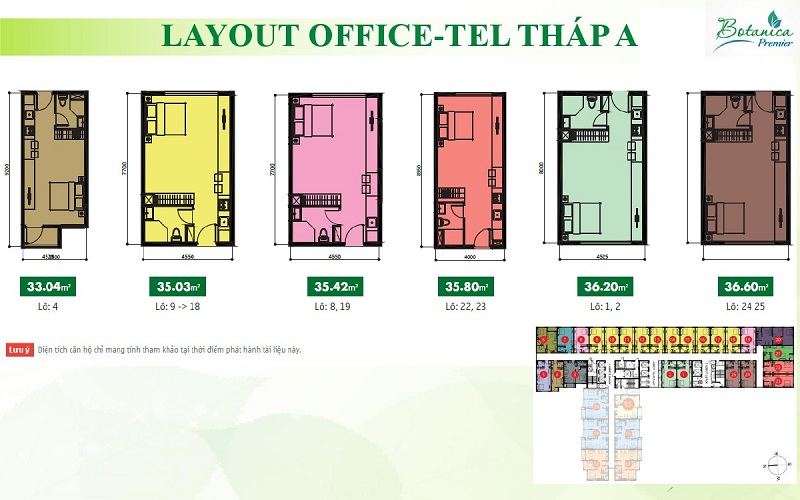  Officetel Botanica Premier tầng 4 ban công hướng Tây Bắc.