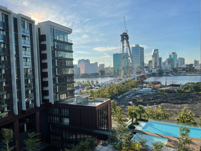 View căn hộ The Metropole Thủ Thiêm, Quận 2 Căn hộ The Metropole Thủ Thiêm hướng ban công tây nam không có nội thất diện tích 49.63m²