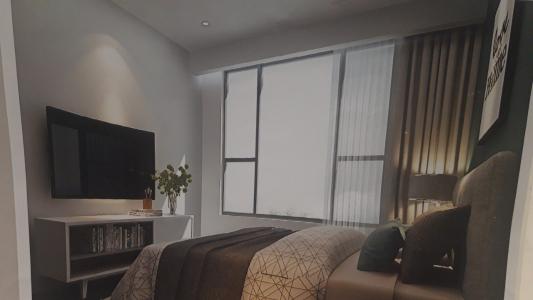 Phòng ngủ căn hộ The Tresor, Quận 4 Căn hộ The Tresor đầy đủ nội thất hiện đại, view tầng cao đón gió.