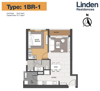 Layout căn hộ Empire City, Quận 2 Căn hộ cao cấp Empire City diện tích 64.2m2, nội thất cơ bản.