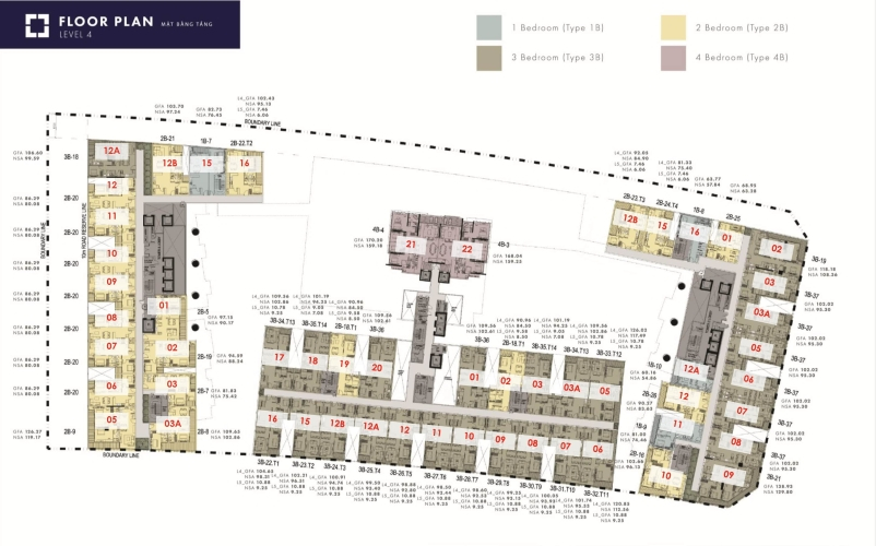 Layout tầng căn hộ The Metropole Thủ Thiêm, Quận 2 Căn hộ tầng 3A The Metropole Thủ Thiêm diện tích 81.83m2, nội thất cơ bản.