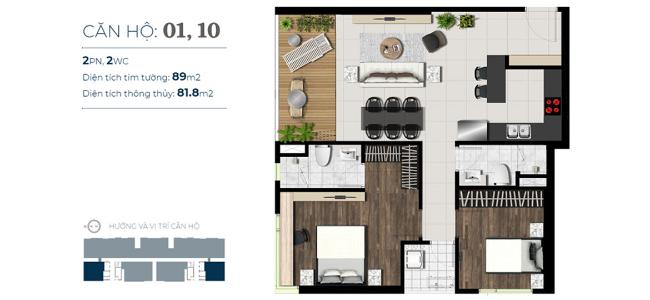 layout căn hộ Sky89 Căn hộ Sky 89 An Gia tầng cao, ban công hướng Nam thoáng mát.