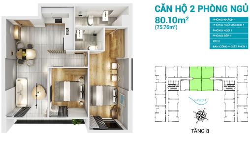Layout căn hộ Lavida Plus, Quận 7 Căn hộ Lavida Plus tầng cao hướng Tây, bàn giao thô không nội thất.