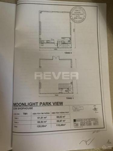 Bản vẽ Shophouse Moonlight Park View, Bình Tân Shophouse Moonlight Park View có 1 trệt 1 lầu, tổng diện tích 128.05m2