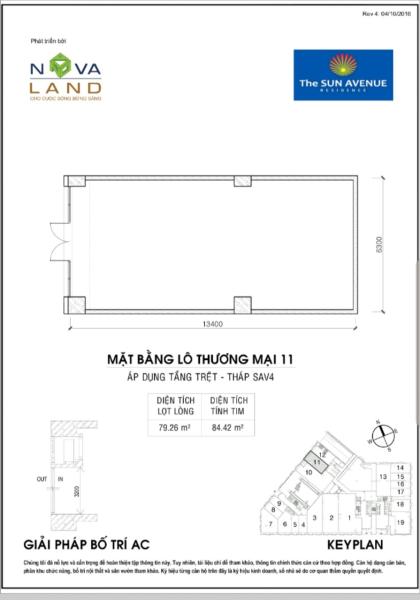 Shop-house The Sun Avenue diện tích 79.4m2, bàn giao nội thất cơ bản.