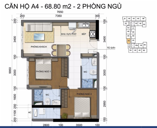  Căn hộ The Golden Star tầng 15 có 2 phòng ngủ, không gian mát mẻ.