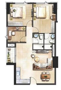 Căn hộ Paris Hoàng Kim có 3 phòng ngủ, nội thất cơ bản.