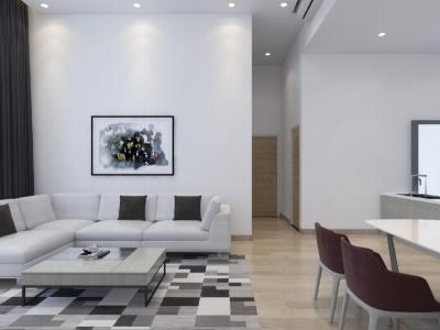 phòng khách căn hộ riviera point Căn hộ Riviera Point tầng 3A sàn lót gỗ, bàn giao nội thất đầy đủ.