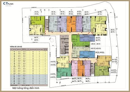 Layout tầng căn hộ CT Plaza Nguyên Hồng, Gò Vấp Căn hộ CT Plaza Nguyên Hồng tầng 12 có 2 phòng ngủ, nội thất cơ bản.