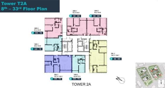 Layout căn hộ Empire City, Quận 2 Căn hộ Empire City hướng ban công tây bắc đầy đủ nội thất diện tích 64.2m²