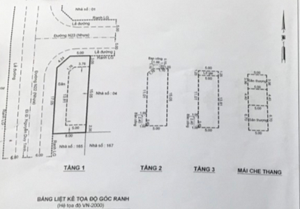 Bản vẽ nhà phố Quận 9 Nhà phố KĐT Đông Tăng Long kết cấu 1 trệt, 2 lầu và sân thượng, không nội thất.