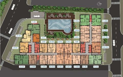 Layout tầng căn hộ Carillon 7, Tân Phú Căn hộ tầng thấp Carillon 7 nội thất cơ bản, ban công hướng Đông Nam.