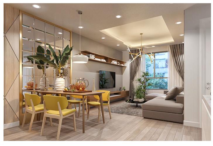 Phối cảnh căn hộ Topaz Elite Căn hộ Topaz Elite tháp Phoenix 2, view thành phố, 2 phòng ngủ.