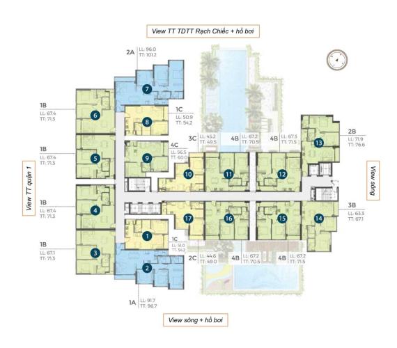 Layout Precia, Quận 2 Căn hộ Precia ban công thoáng mát, nội thất cơ bản