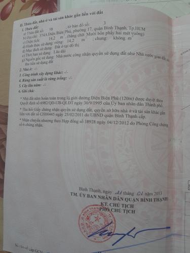 Sổ hồng nhà phố Bình Thạnh Bán nhà đường ô tô Q. Bình Thạnh, diện tích 3x7.5m nở hậu.