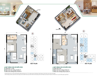  Căn hộ Picity High Park hướng ban công nam nội thất cơ bản diện tích 48.58m².