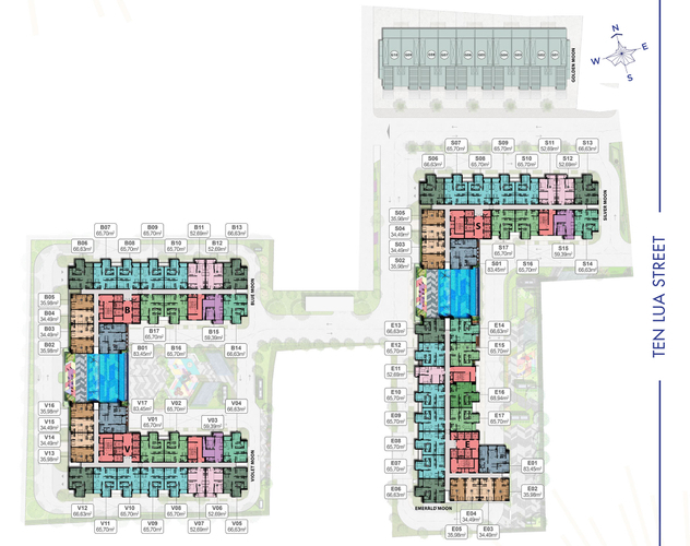  Căn hộ Moonlight Centre Point hướng ban công tây bắc nội thất cơ bản diện tích 66.63m².