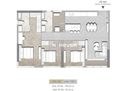  Căn hộ Masteri Centre Point không có nội thất diện tích 97.49m²